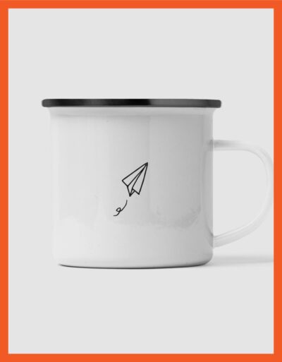 mnessage delivered - Emaille Tasse